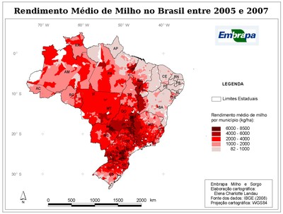 Rendimento Médio de Milho no Brasil entre 2005 e 2007
