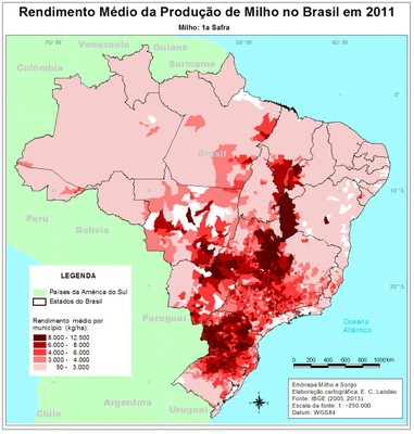 Rendimento médio da produção de milho no Brasil em 2011